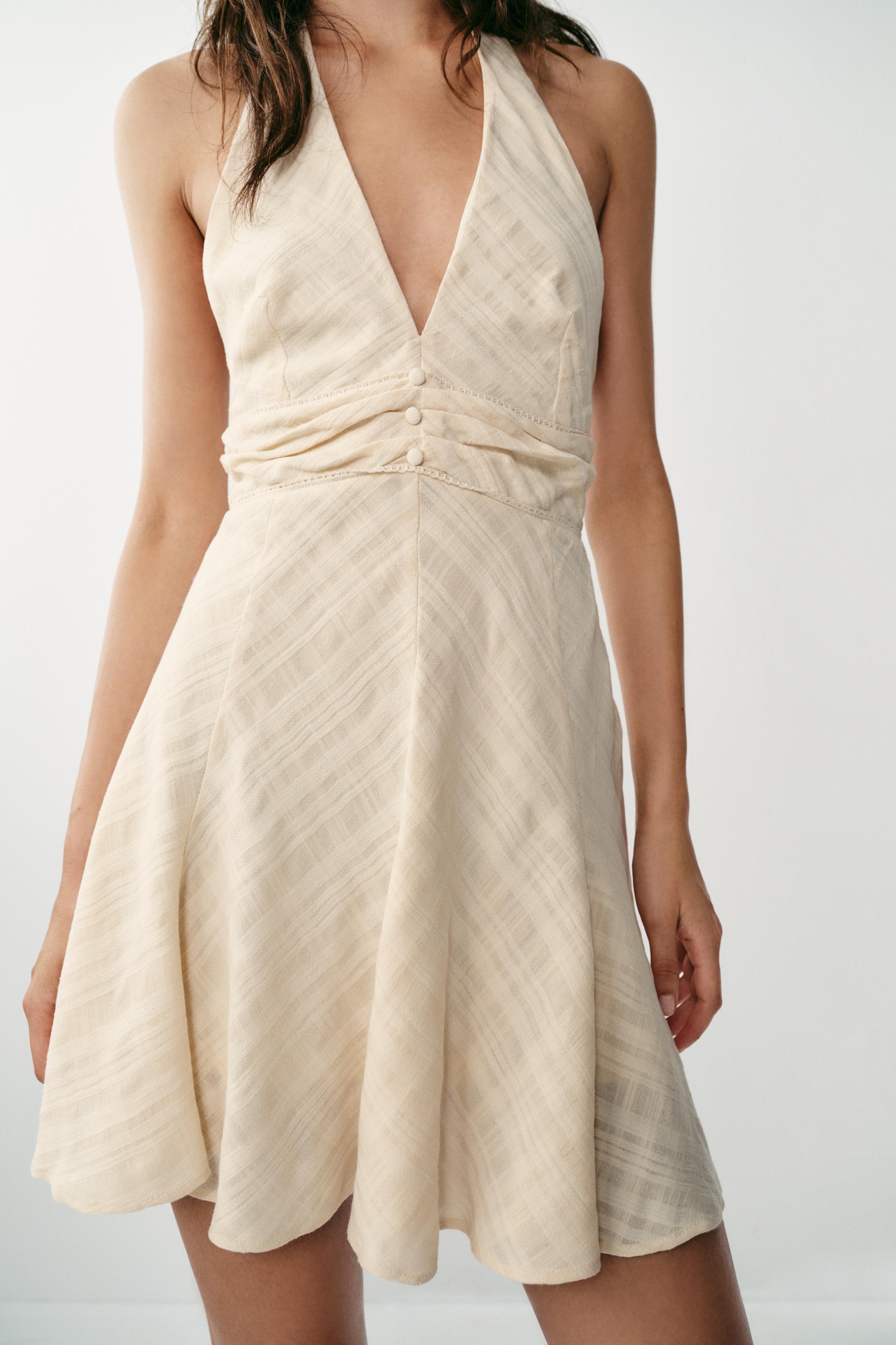RUSTIC HALTER NECK MINI DRESS